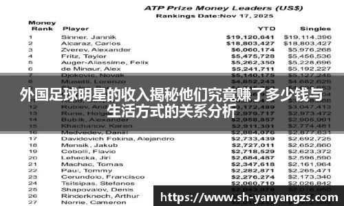 外国足球明星的收入揭秘他们究竟赚了多少钱与生活方式的关系分析